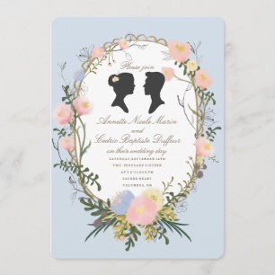 Vintage Silhouette Frühlingsblütenhochzeit Einladung