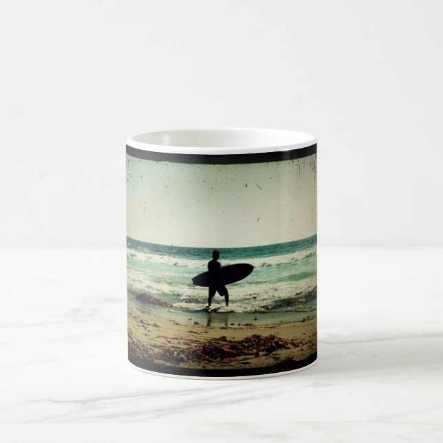 Vintage Silhouette für Surfer Kaffeetasse (Mittel)