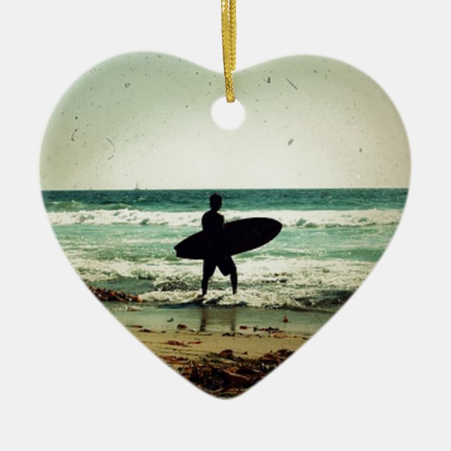 Vintage Silhouette für Surfer Keramikornament (Vorne)