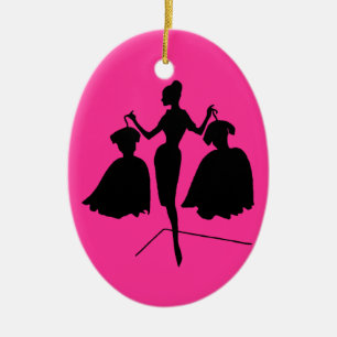 Vintage Silhouette Keramik Ornament