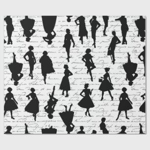 Vintage Silhouette Mitte der 50er Jahre Geschenkpapier