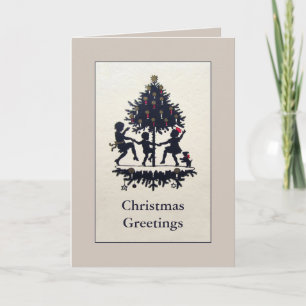 Vintage Silhouette Weihnachtskinderkarte Feiertagskarte