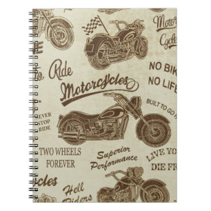 Vintage Silhouetten für Motorräder: nahtloser Hint Notizblock
