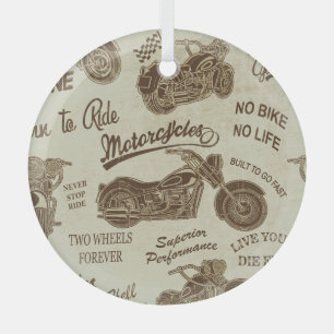 Vintage Silhouetten für Motorräder: nahtloser Hint Ornament Aus Glas