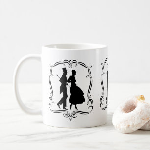 Vintage-Silhouettenkunst Eleganter Mann Frau Kaffeetasse