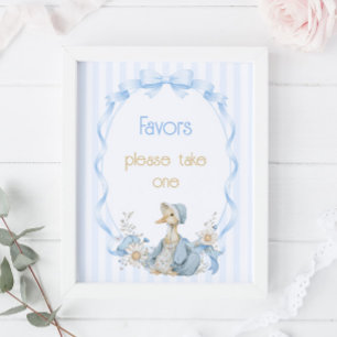Vintage Silly Goose Blaues Mädchen Favors Schild