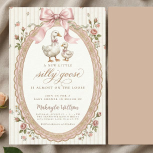 Vintage Silly Goose Rosa Schleife Baby Shower Einladung