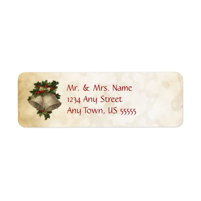 Vintage Silver Bell Holiday Address Labels (Vorne)