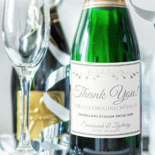 Vintage Silver Border Elegante Wedding Danke