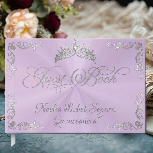 Vintage Silver Border & Tiara - Lavender Gästebuch (Von Creator hochgeladen)