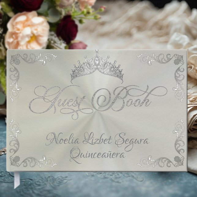 Vintage Silver Border & Tiara - Pastel Green Gästebuch (Von Creator hochgeladen)