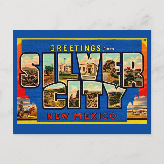 Vintage Silver City NM Gruß Postkarte (Vorderseite)