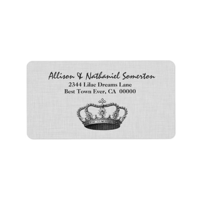 Vintage SILVER Crown Wedding V01 Adressaufkleber (Vorne)