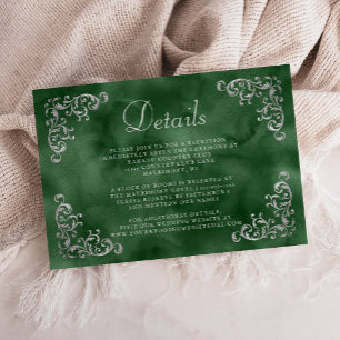 Vintage Silver Emerald Green Aqua Details Begleitkarte