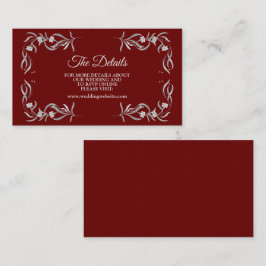 Vintage Silver Floral Pattern Red Wedding Detail Begleitkarte