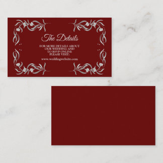 Vintage Silver Floral Pattern Red Wedding Detail Begleitkarte