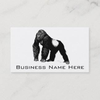 Vintage Silverback-Gorilla-Illustration, schwarz Visitenkarte