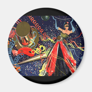 Vintage Silvesterparty mit Konfetti Magnet