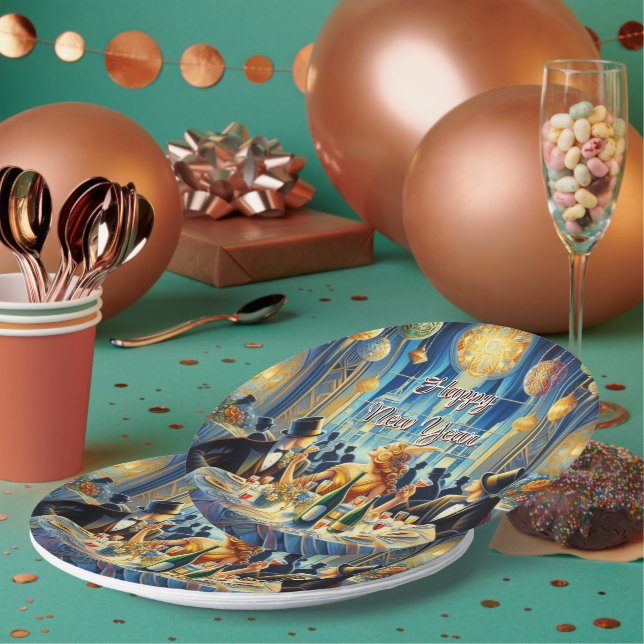 Vintage Silvesterplatte Pappteller (Multi)