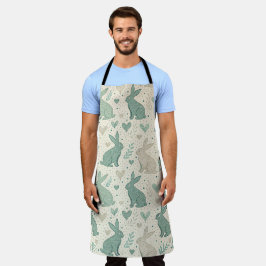 Vintage Simple Bunny Silhouettes Hearts Pattern Schürze