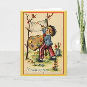 Vintage Sinceri Auguri italienische Geburtstagskar Karte