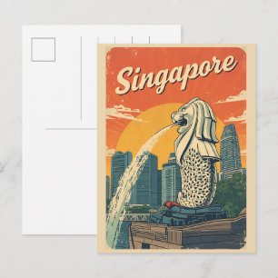 Vintage Singapur Der Merlion-Maskottchen-Geschenke Postkarte