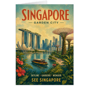 Vintage Singapur Garden City Reiseplakat mit I