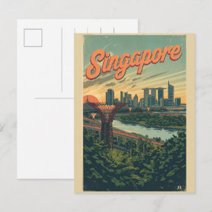 Vintage-Singapur-Gärten neben dem Bay-Geschenke Postkarte
