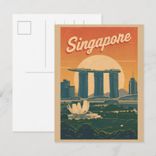 Vintage-Singapur-Marina-Bay-Sands-Geschenke Postkarte