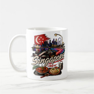 Vintage-Singapur-Reise-Kunst-Sehenswürdigkeit Kaffeetasse