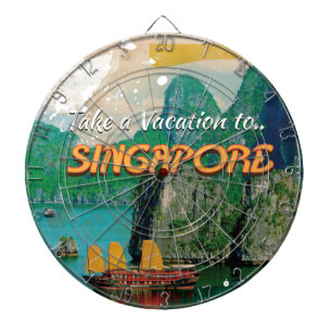 Vintage-Singapur-Urlaubsposter. Dartscheibe