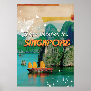 Vintage Singapur Urlaubsposter. Poster