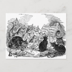 Vintage Singende Katzen Postkarte
