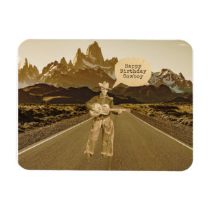 Vintage singender Cowboy-Geburtstag Magnet