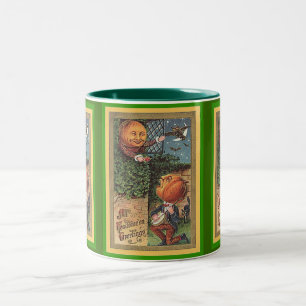 Vintage singender Kürbismann Zweifarbige Tasse