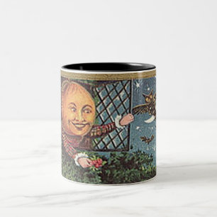 Vintage singender Kürbismann Zweifarbige Tasse