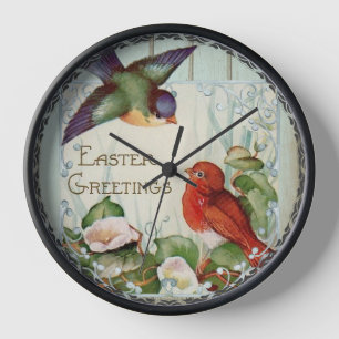 Vintage-Singvögel-dekorative Osterwanduhr  Uhr