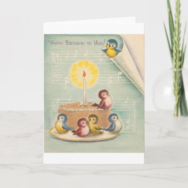 Vintage Singvögel und Geburtstagskarte Karte (Vorderseite)