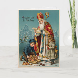 Vintage Sinterklaas Sankt Nikolaus niederländische Karte