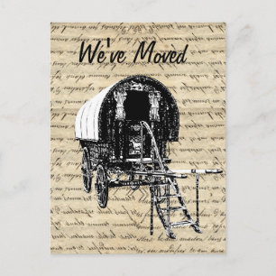 Vintage Sinti und Romawohnwagenadressenänderung Ankündigungspostkarte