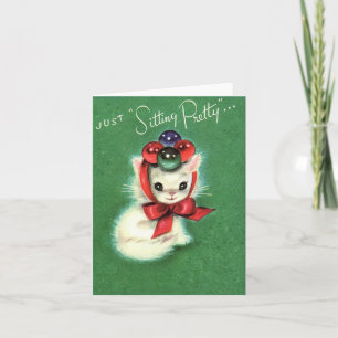 Vintage "Sitting Pretty" Weihnachtskitten Karte