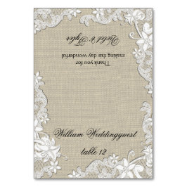 Vintage Sitzkarte für die Blumenspitze Tischnummer