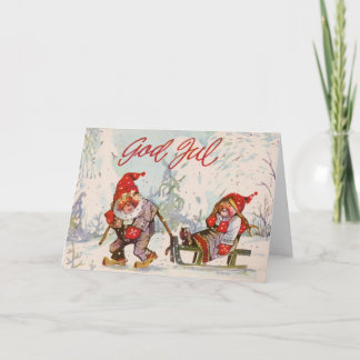 Vintage skandinavische Weihnachtskarte Feiertagskarte