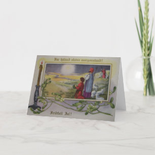 Vintage skandinavische Weihnachtskarte Feiertagskarte