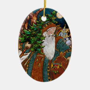 Vintage skandinavischer Weihnachtsmann personalisi Keramik Ornament