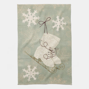 Vintage Skate niedliche Schneeflocke rustikale Win Geschirrtuch