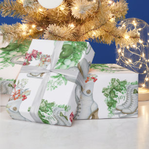 Vintage Skate Rot und Grün   Geschenkpapier