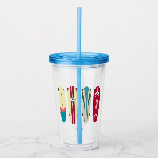 Vintage Skateboards Acryltrinkbecher (Vorderseite)
