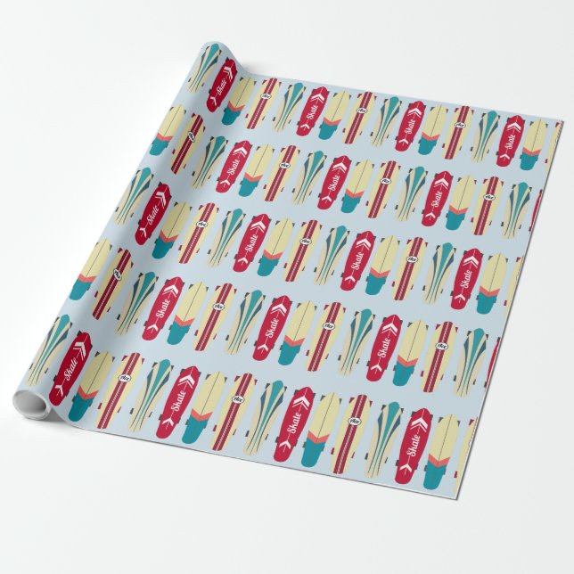 Vintage Skateboards Geschenkpapier (Ungerollt)