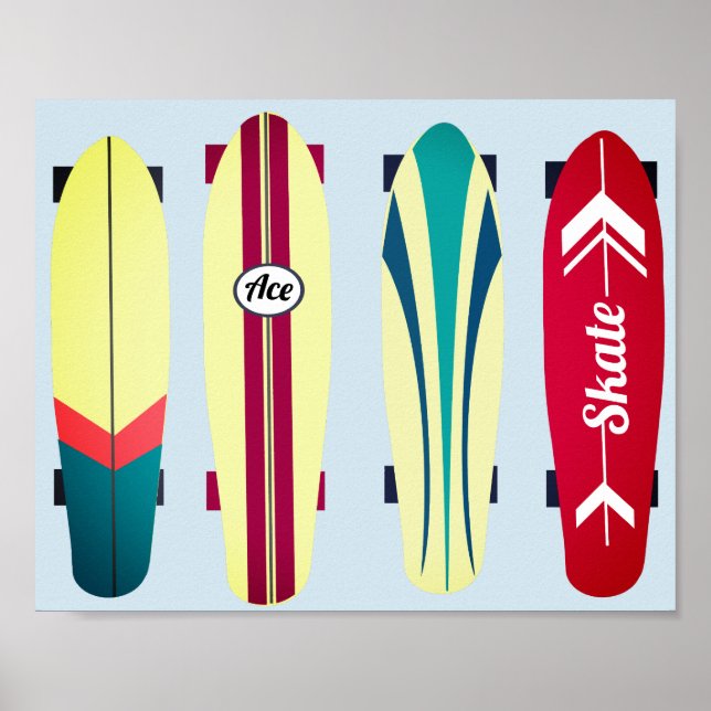 Vintage Skateboards Poster (Vorne)